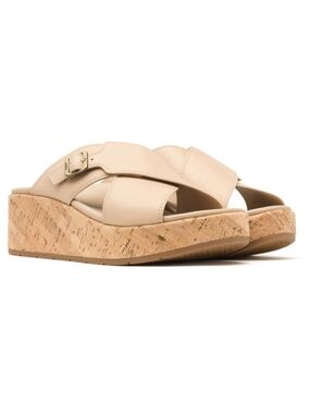 ABEO Dylan 2351 Solstice Cross Slide Metatarsal Cuban Sand Cork Wedge Sandal 7.5
